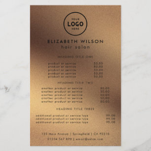 Preisliste Vorlage für trendiges Luxus-Salon Flyer