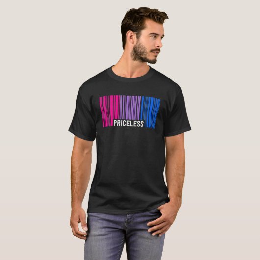 Preisloser Bisexueller Strichcode Subtile Bi Flag T-Shirt (Vorne ganz)