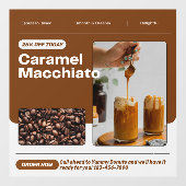 Preisnachlass für Caramel Macchiato individuell an Fensteraufkleber (Blatt)