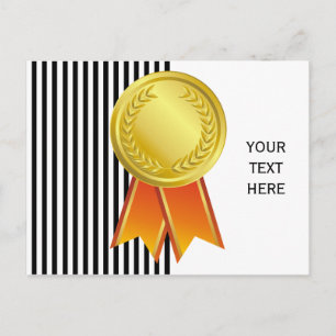 PREISRIBBON gold I + dein Hintergrund & Text Postkarte