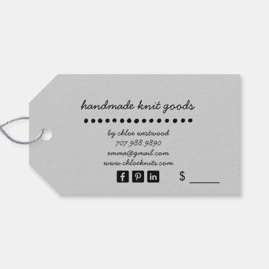 Preisschilder für handgefertigte Stricks Geschenkanhänger (Rückseite Horizontal)