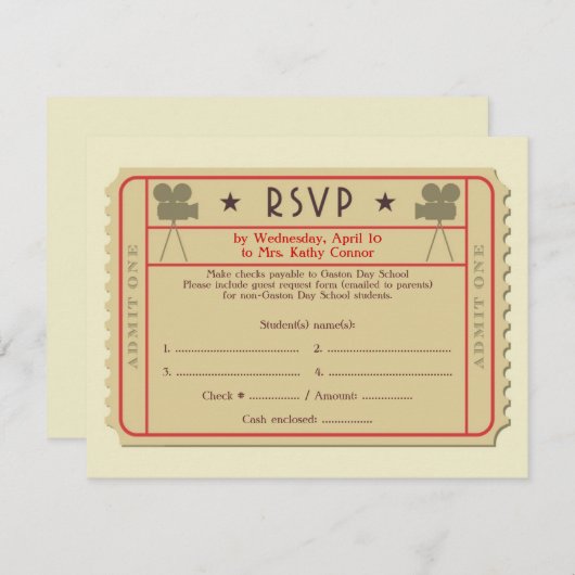 Preisverleihung für Filmtickets Party Einladung (Vorne/Hinten)