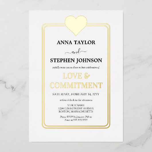 Preisverleihung für Gold Heart Liebe & Commitment Folieneinladung (Vorderseite)