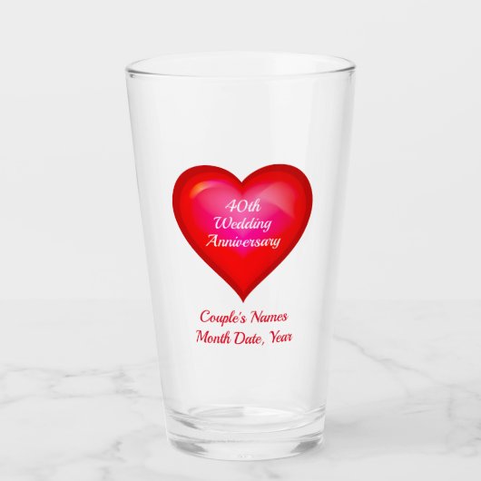 Preiswerte 40-jährige Hochzeitspräsentationen für  Glas (Vorderseite)