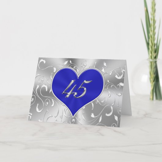 Preiswerte Blue 45-th Wedding Anniversary Cards Karte (Vorderseite)