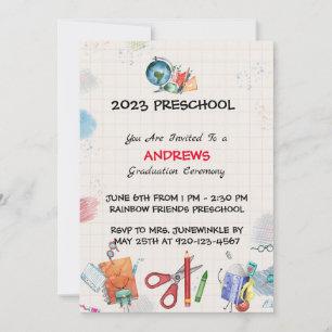 Prek Abschluss Graph Paper Einladung