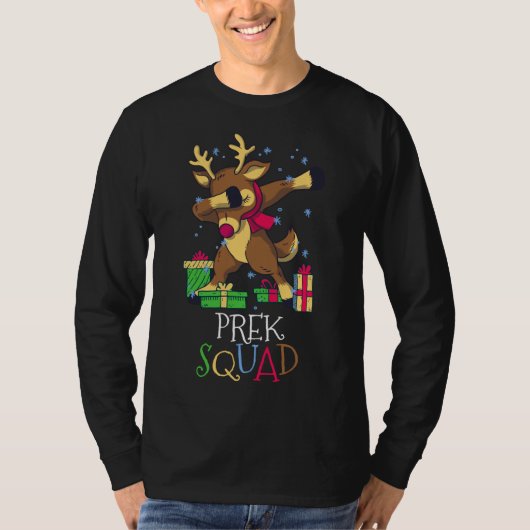 PREK Squad Dabbing Rentier Weihnachtslehrer T-Shirt (Vorderseite)