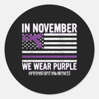 Prematurity Awareness Ribbon Usa Flag Runder Aufkleber