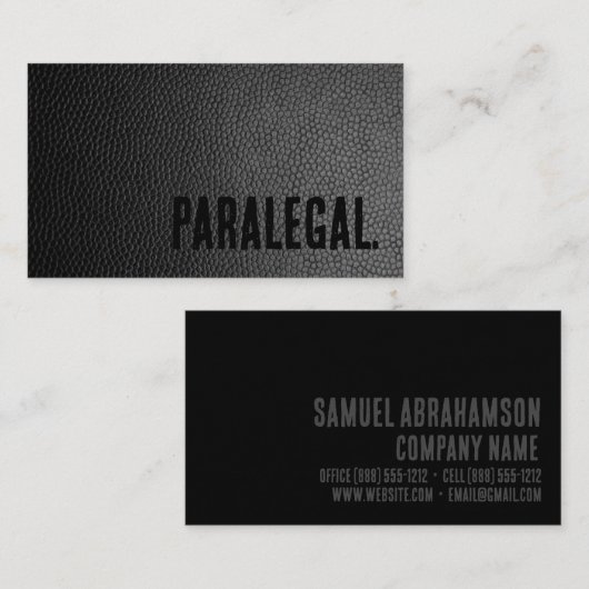 Premier Black Imitats Leather Paralegal Visitenkarte (Vorne/Hinten)