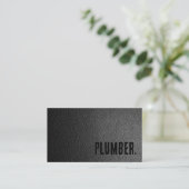 Premier Black Imitats Leather Plumber Visitenkarte (Stehend Vorderseite)