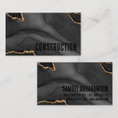 Premier Black und Gold Glitzer Agate Minimalistisc Visitenkarte (Vorne/Hinten)