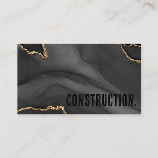 Premier Black und Gold Glitzer Agate Minimalistisc Visitenkarte (Vorderseite)