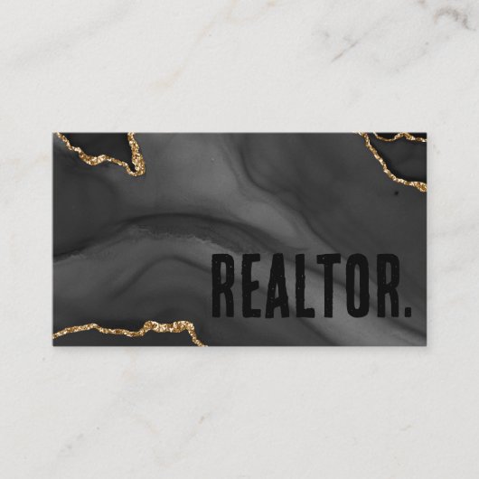 Premier Black und Gold Glitzer Agate Minimalistisc Visitenkarte (Vorderseite)