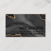 Premier Black und Gold Glitzer Agate Minimalistisc Visitenkarte (Rückseite)