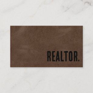 Premier Brown Imitats Leather Realtor Visitenkarte