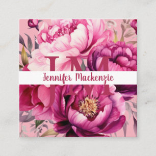 Premier Chic Bright Pink Blume Quadratische Visitenkarte