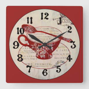 Premier Coffee in Paris Quadratische Wanduhr