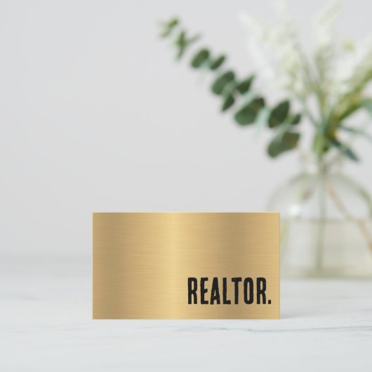 Premier Imitats Gold Brushed Metal Realtor Visitenkarte (Stehend Vorderseite)