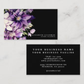 Premier Lila Floral Black Business Cards Visitenkarte (Vorne/Hinten)
