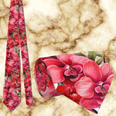 Premier Red Orchids Formal Sharp Neck Tie Krawatte