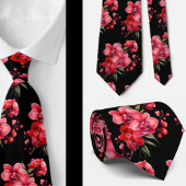 Premier Red Orchids Formal Sharp Neck Tie Krawatte