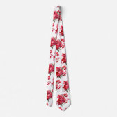 Premier Red Orchids Formal Sharp Neck Tie Krawatte (Rückseite)