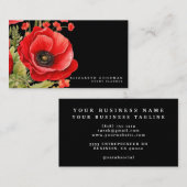 Premier Red Poppies Black Business Cards Visitenkarte (Vorne/Hinten)
