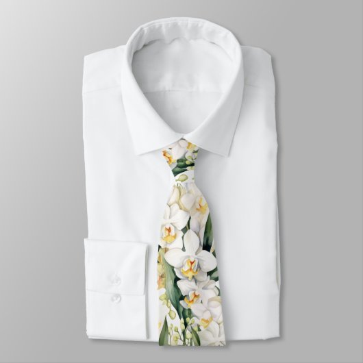 Premier White Orchids Formal Sharp Neck Tie Krawatte (Gebunden)