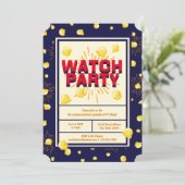 Premiere Watch Party - Feuerwerk Popcorn Einladung (Stehend Vorderseite)