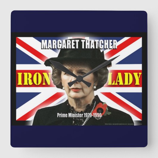 Premierminister Margaret Thatchers Quadratische Wanduhr (Vorderseite)