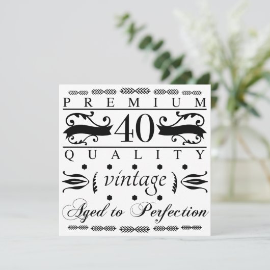 Premium 40. Geburtstag Karte (Stehend Vorderseite)