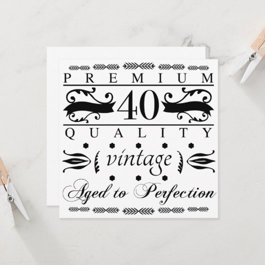 Premium 40. Geburtstag Karte (Vorderseite/Rückseite Beispiel)
