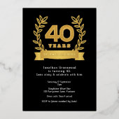 Premium '40 Jahre Awesomness' schwarz & gold Folieneinladung (Vorderseite)