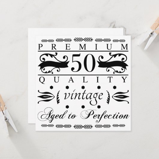 Premium 50. Geburtstag Karte (Vorderseite/Rückseite Beispiel)