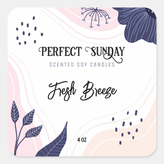 Premium Abstrakt Soy Candle Labels Quadratischer Aufkleber (Vorderseite)