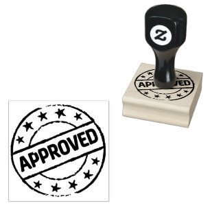 Premium APPROVED Logo Holzgriff Kobalt Tinte Gummistempel