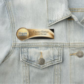 Premium Asymmetrical Gold Black Name Tag Namensschild (Beispiel)