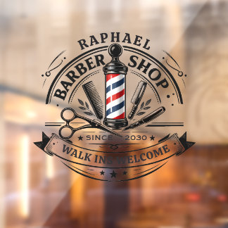 Premium Barber Shop – Custom Available Fensteraufkleber