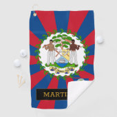Premium Belize Golf & Belizean Flag / Patriots Golfhandtuch (Insitu)