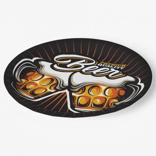 Premium-Bier Pappteller (Schrägansicht)