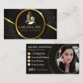 Premium Black and Gold Luxus Real Anwesen Visitenkarte (Vorne/Hinten)