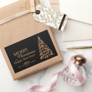 Premium Black and Gold Weihnachtsbaum Weihnachten Rechteckiger Aufkleber