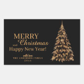 Premium Black and Gold Weihnachtsbaum Weihnachten Rechteckiger Aufkleber (Vorderseite)