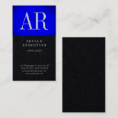 Premium Black Blue Trendy Monogram Schlicht Visitenkarte (Vorne/Hinten)