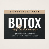 Premium Black Botox Aftercare Instruktionskarte (Vorderseite)
