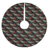 Premium Black Christmas Botanische Berries Urlaub Polyester Weihnachtsbaumdecke (Vorderseite)