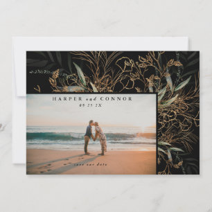 Premium Black Elegant Boho Sage Eukalyptus Foto Save The Date