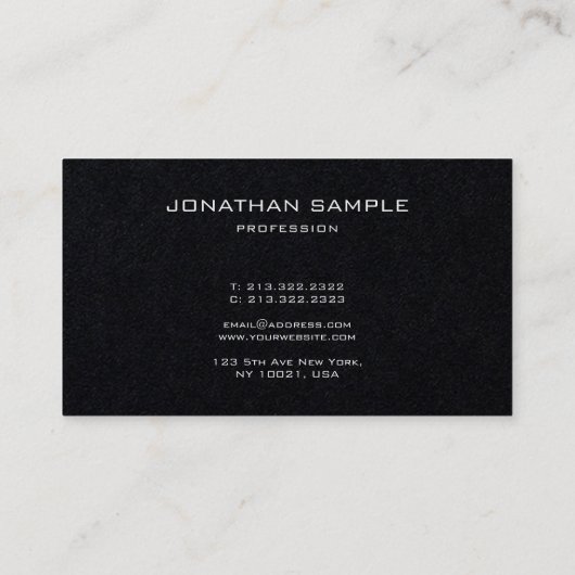 Premium Black Elegant Monogram Modern Simple Luxe Visitenkarte (Rückseite)