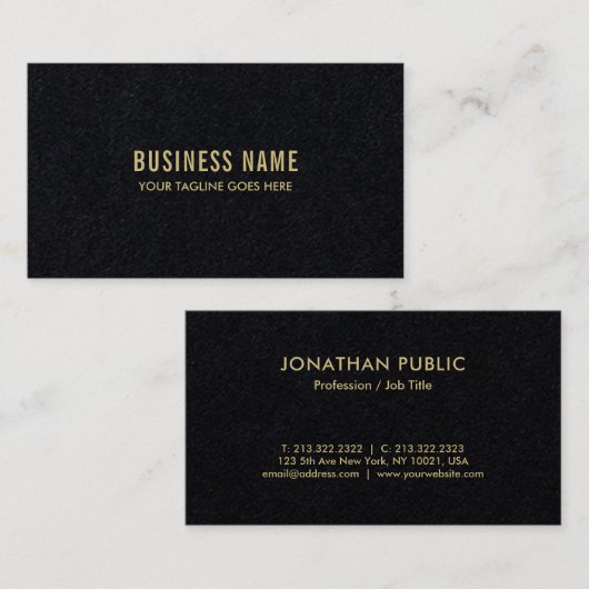 Premium Black Elegantes einfaches Design Moderner Visitenkarte (Vorne/Hinten)