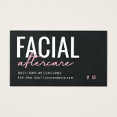 Premium Black Facial Aftercare Instructions Card (Vorderseite)